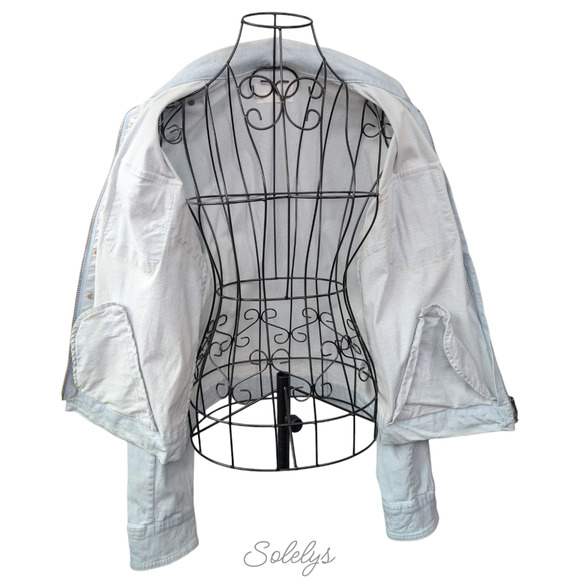 Zadig & Voltaire Kavy Rae Light Blue Cotton Military Utility Jacket Patch Medium - Picture 10 of 15